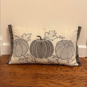 Hobby Lobby Cream and Gray Pumpkin Holiday Pillow
